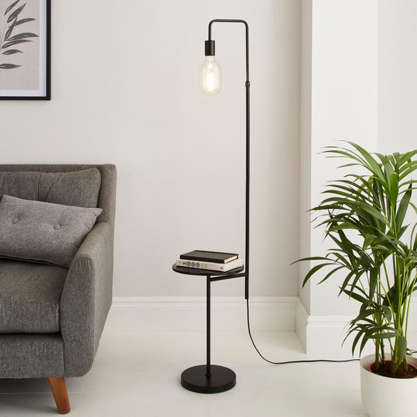 Aubrey Exposed Bulb Floor Lamp with Table image 1 of 6