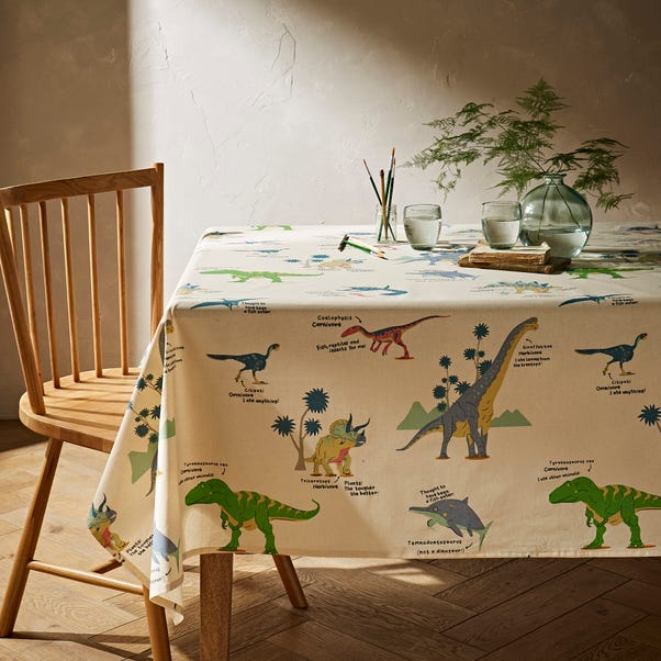Dinosaur Wipe Clean Tablecloth Natural
