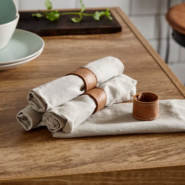 Set of 4 Faux Leather Napkin Rings image 1 of 1