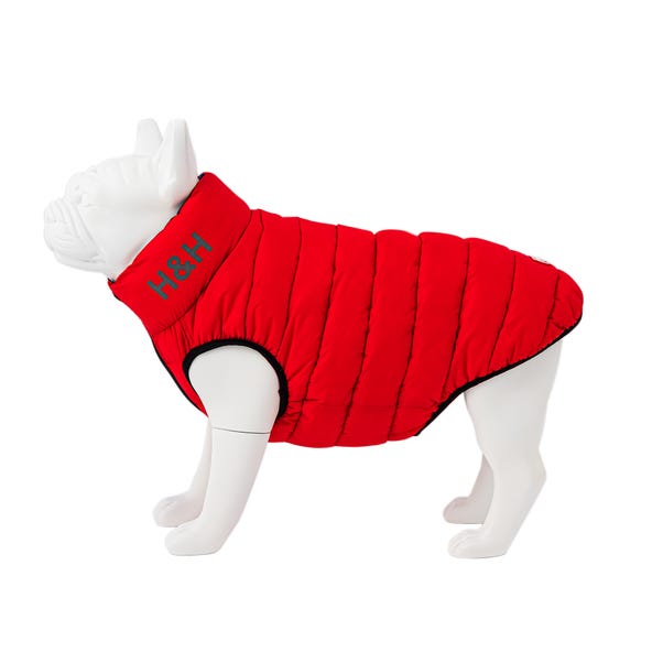 Hugo & Hudson Red Reversible Dog Puffer Coat | Dunelm