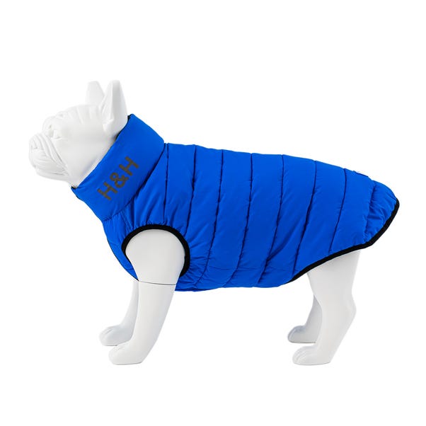 Hugo & Hudson Blue Reversible Dog Puffer Coat | Dunelm