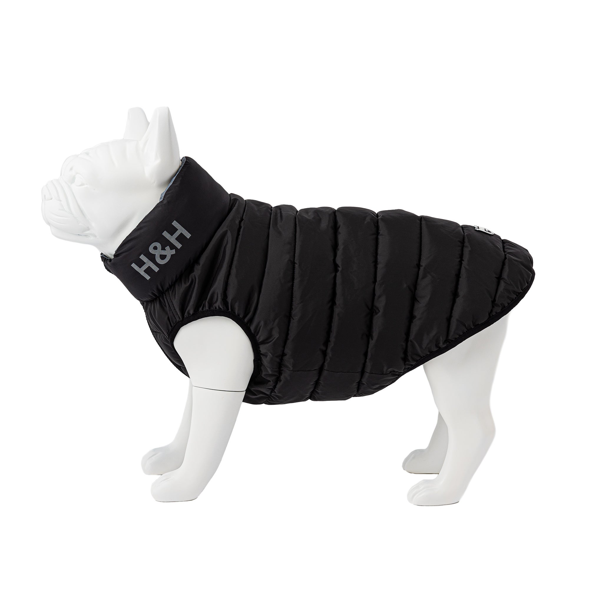 Hugo & Hudson Black Reversible Dog Puffer Coat Black/Grey