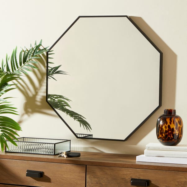 Black Octagon Mirror 60cm x 65cm image 1 of 3