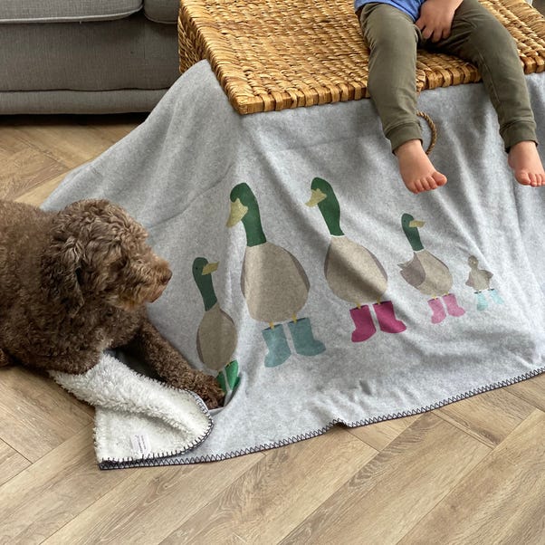 Family Ducks in Wellies Blanket Grey