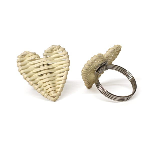 Set of 2 Natural Heart Napkin Rings image 1 of 1
