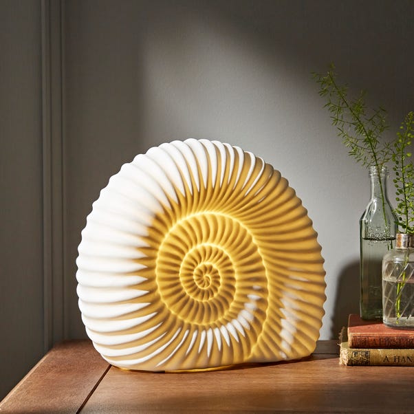Porcelain Ammonite Lamp Off-White