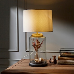 Antique Brass Glass Jar Table Lamp