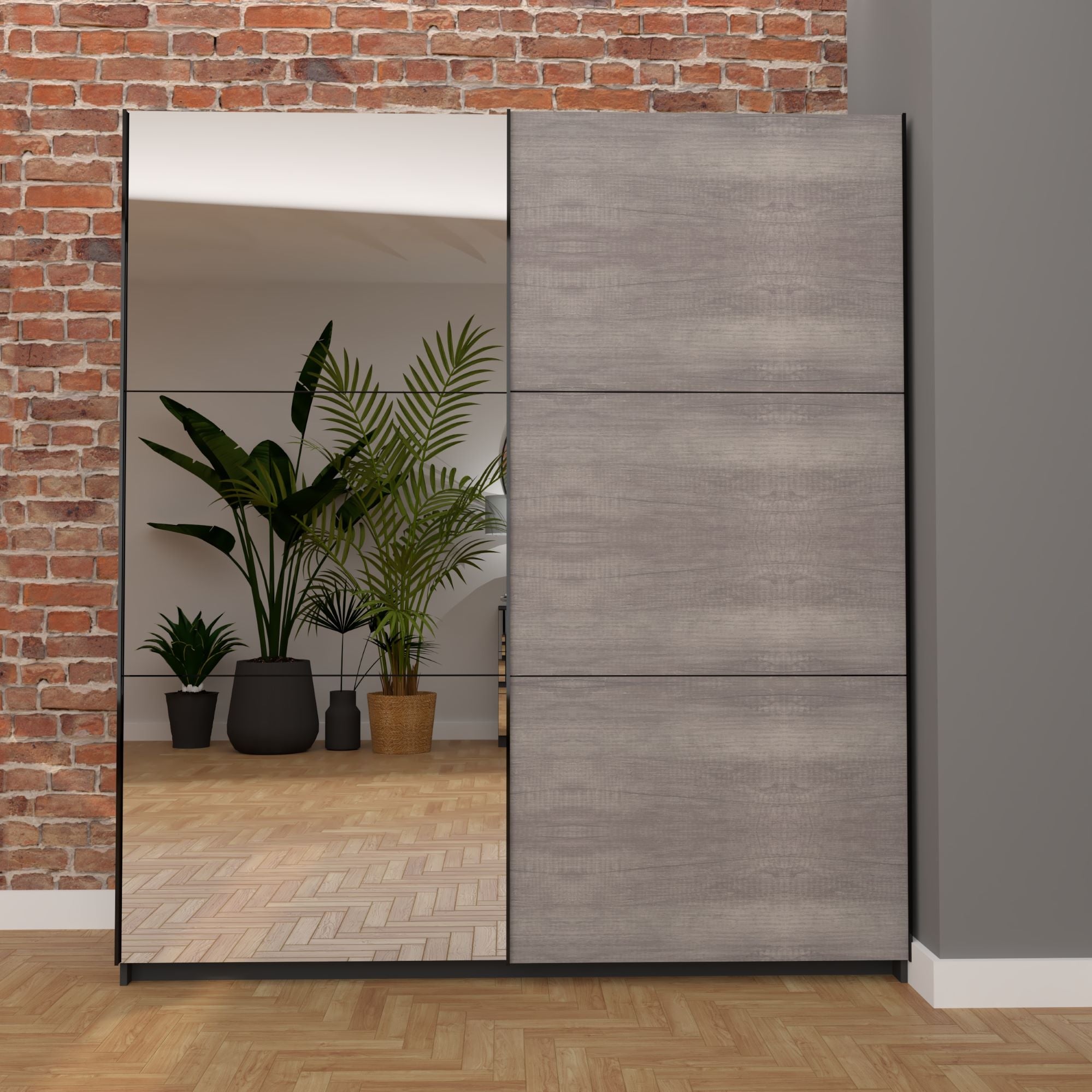 Norland Anthracite 2 Door Sliding Full Mirrored Wardrobe Dunelm 1592