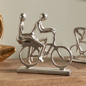 Double Cyclist Silver Ornament