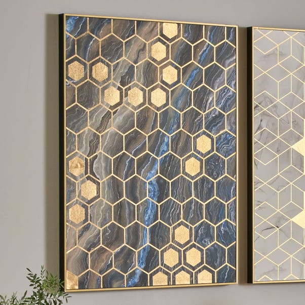 Black Marble Canvas Print With Gold Geo Pattern image 1 of 5