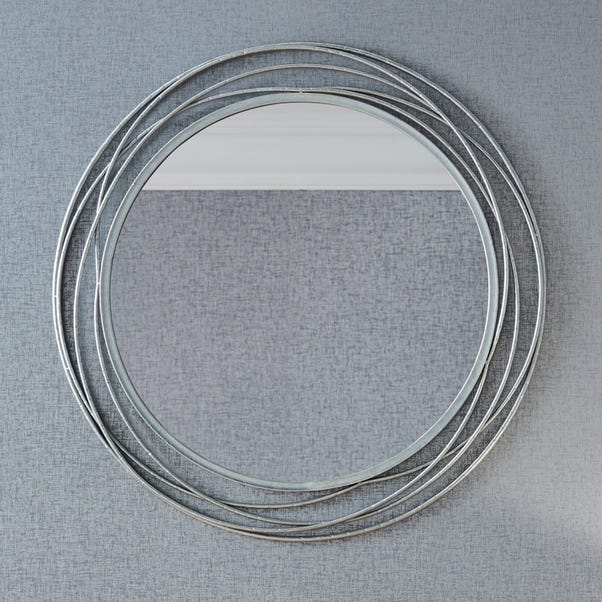 Metal Swirl Round Wall Mirror, 90cm image 1 of 4