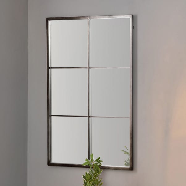 6 Section Rectangular Wall Mirror, Dark Grey 70x110cm Dark Grey