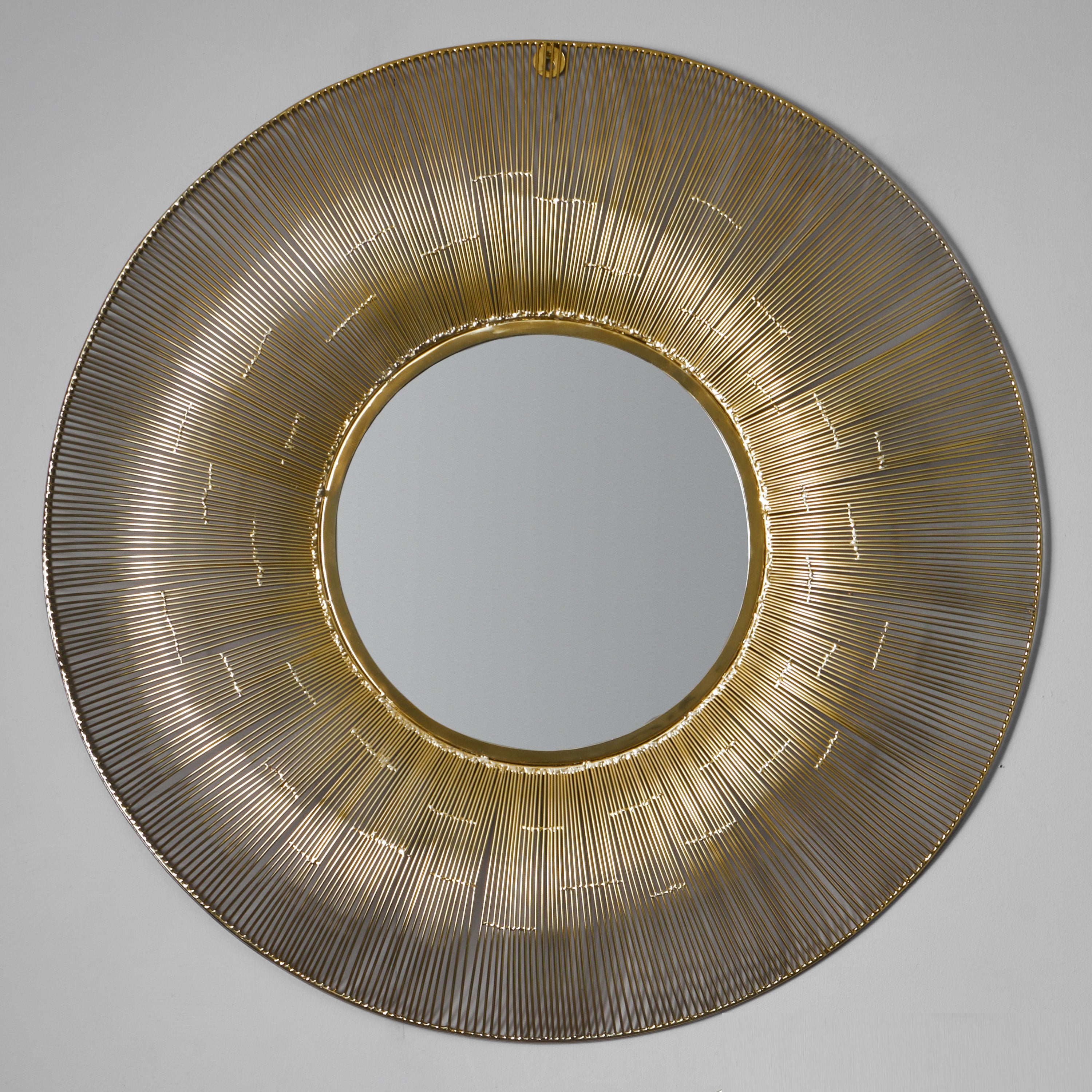 Metal Wire Round Wall Mirror Gold Effect Effect 92cm Gold Effect