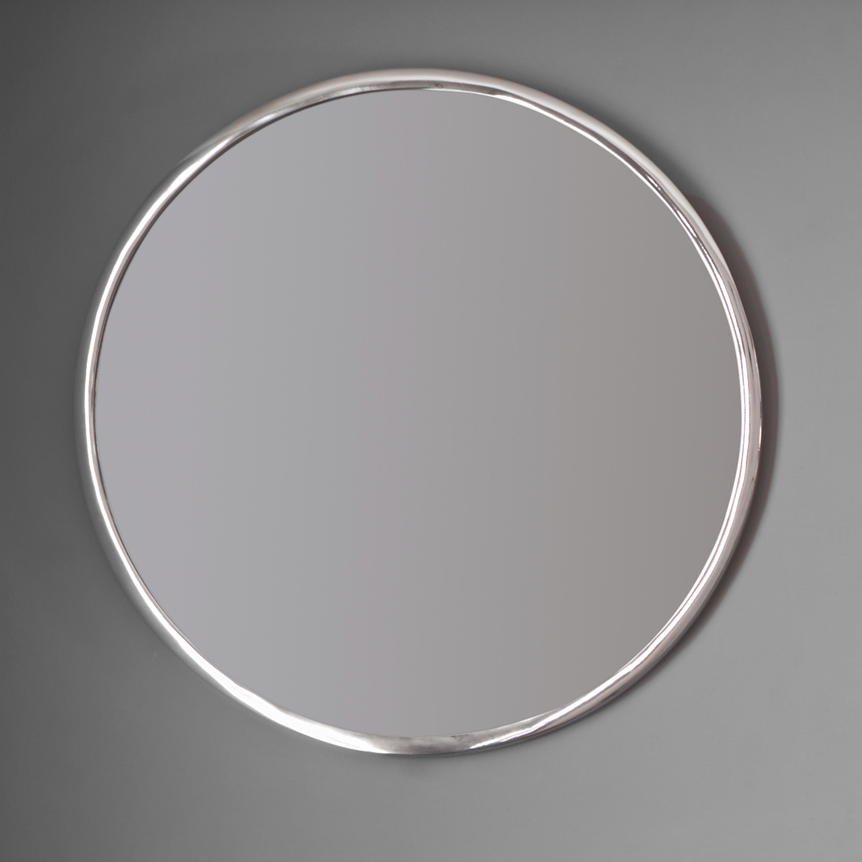 Metal Round Wall Mirror Silver 61cm Silver