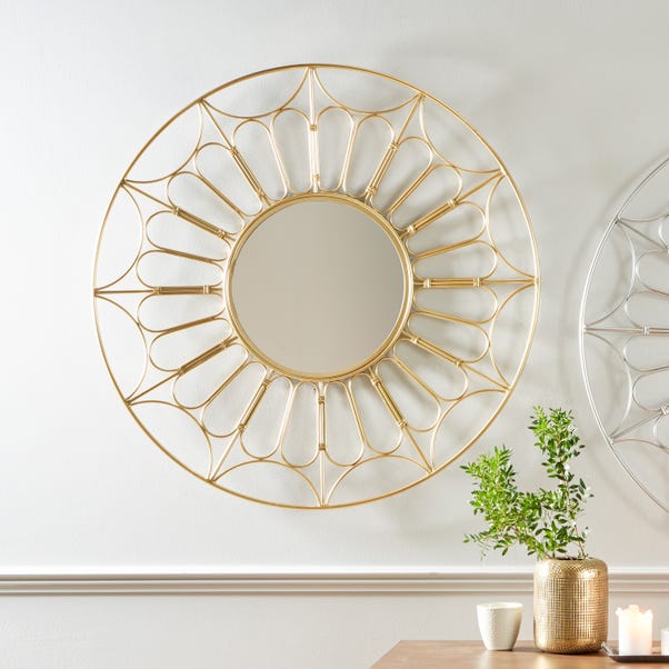 Metal Cane Effect Round Wall Mirror image 1 of 5
