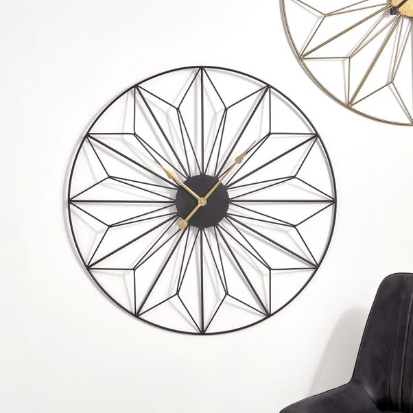 Black and Gold Geo Design Wall Clock 77cm image 1 of 5