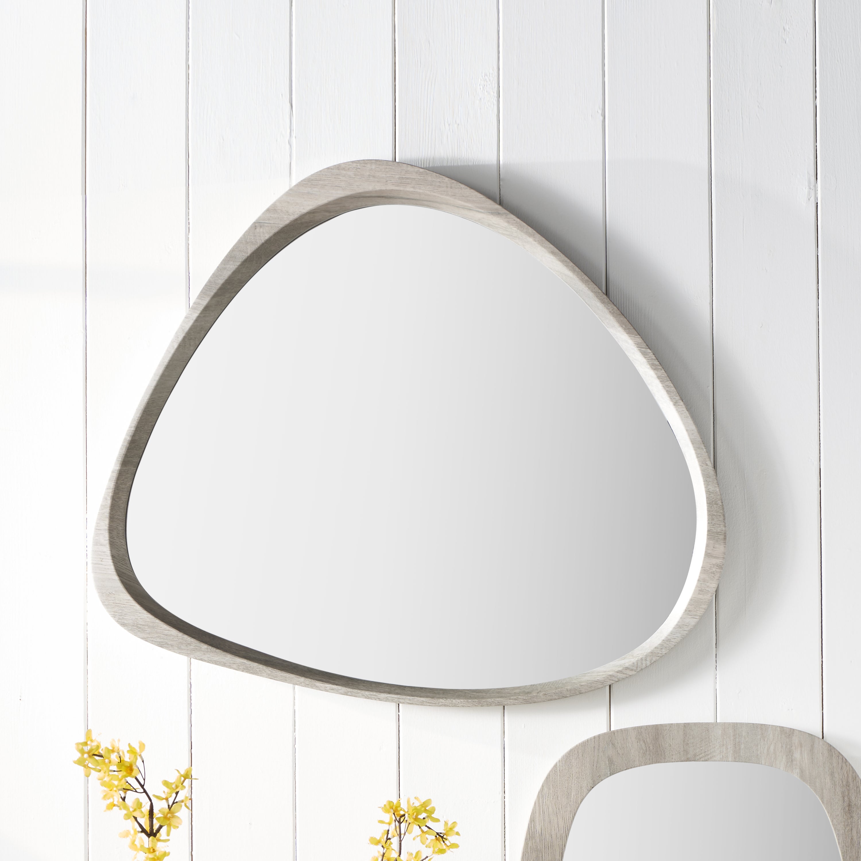 Curved Wall Mirror Grey Oak 63x57cm Grey