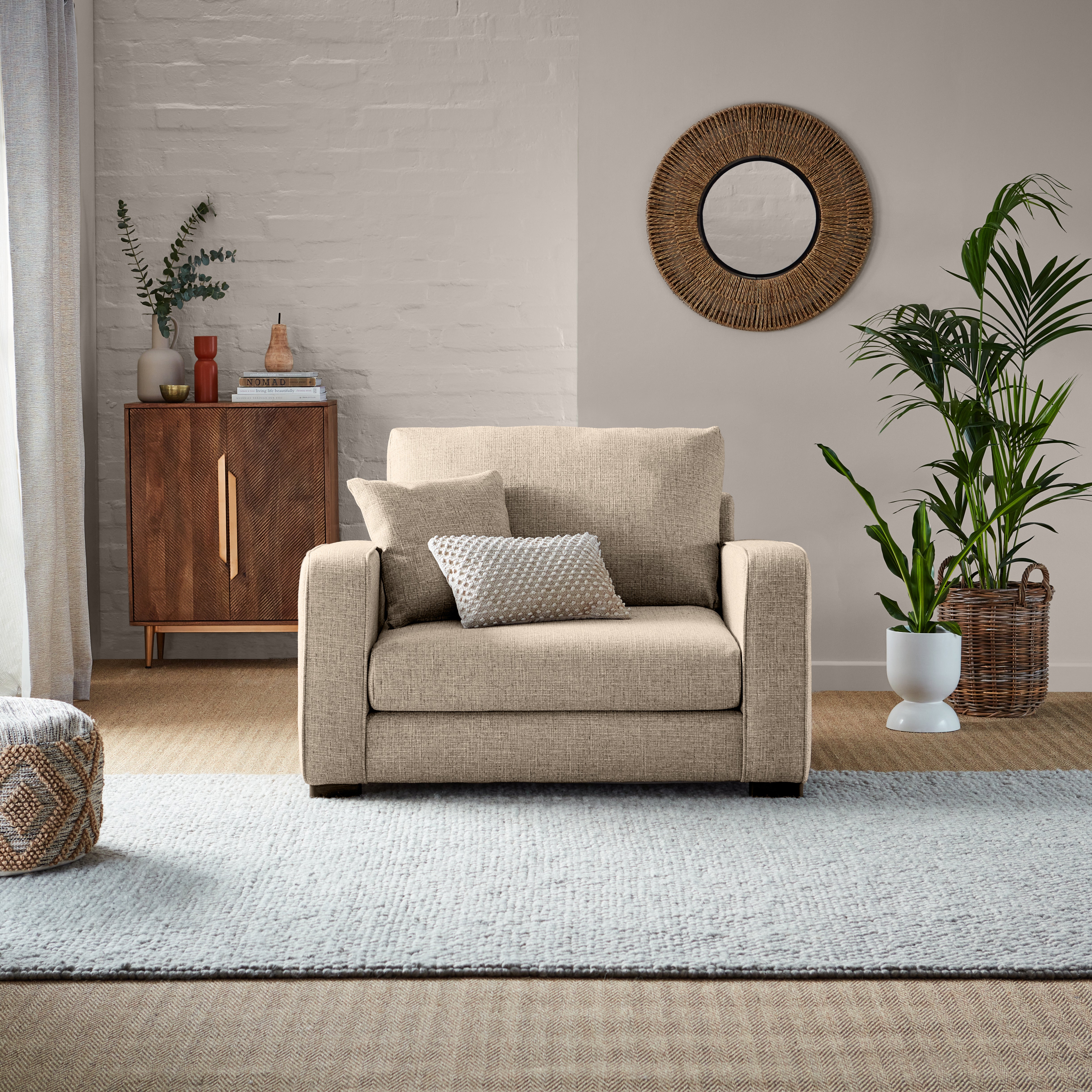 Carson Deep Sit Chunky Weave Snuggle Chair Beige