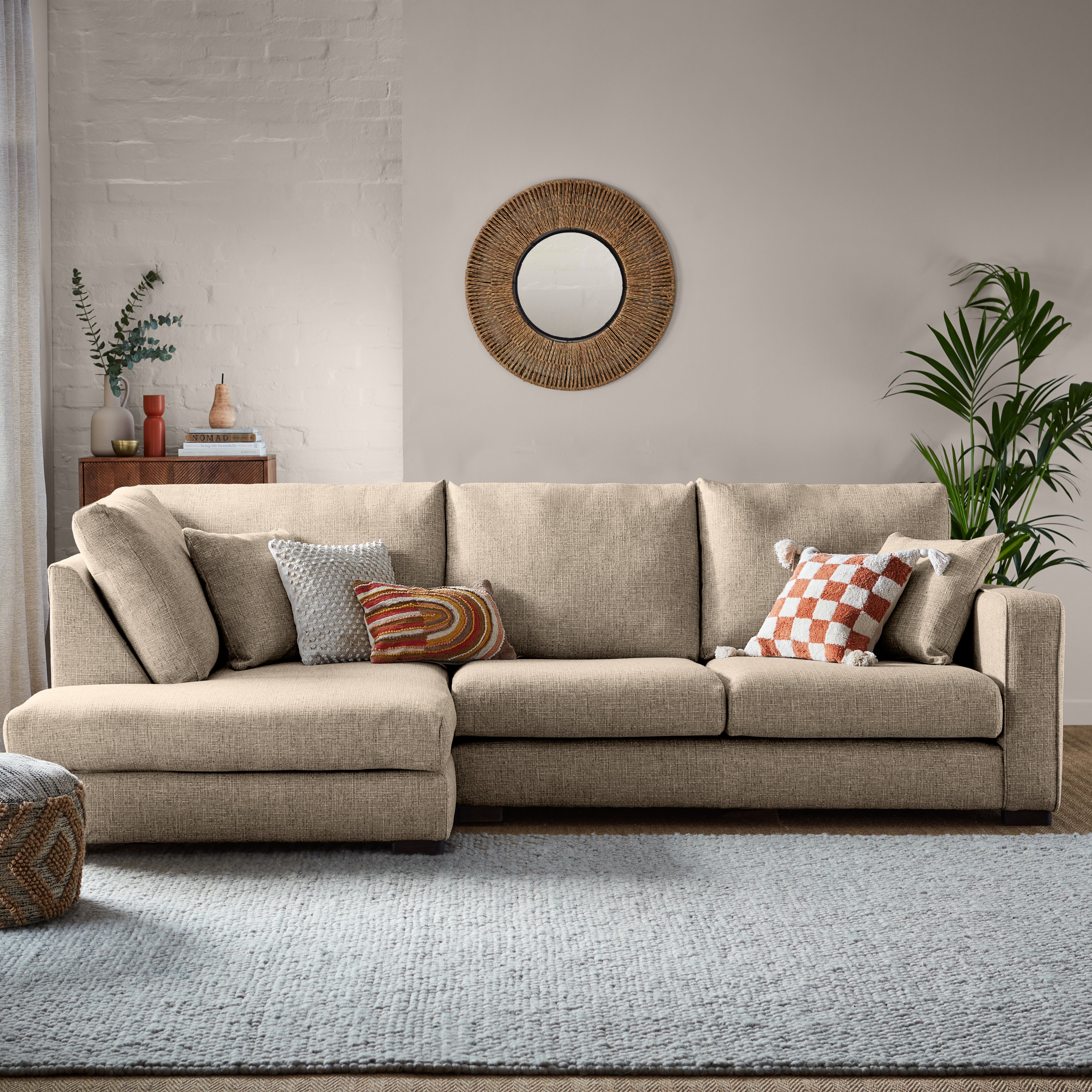 Carson Deep Sit Chunkyweave Corner Sofa Beige