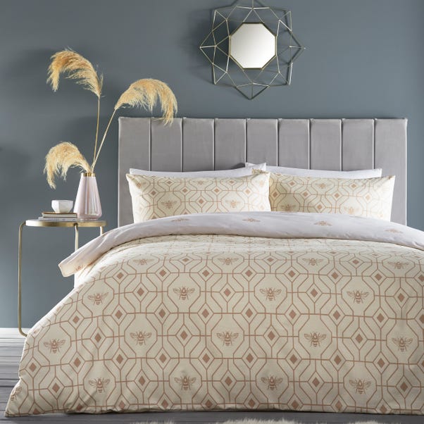 furn. Bee Deco Champagne Duvet Cover and Pillowcase Set image 1 of 3