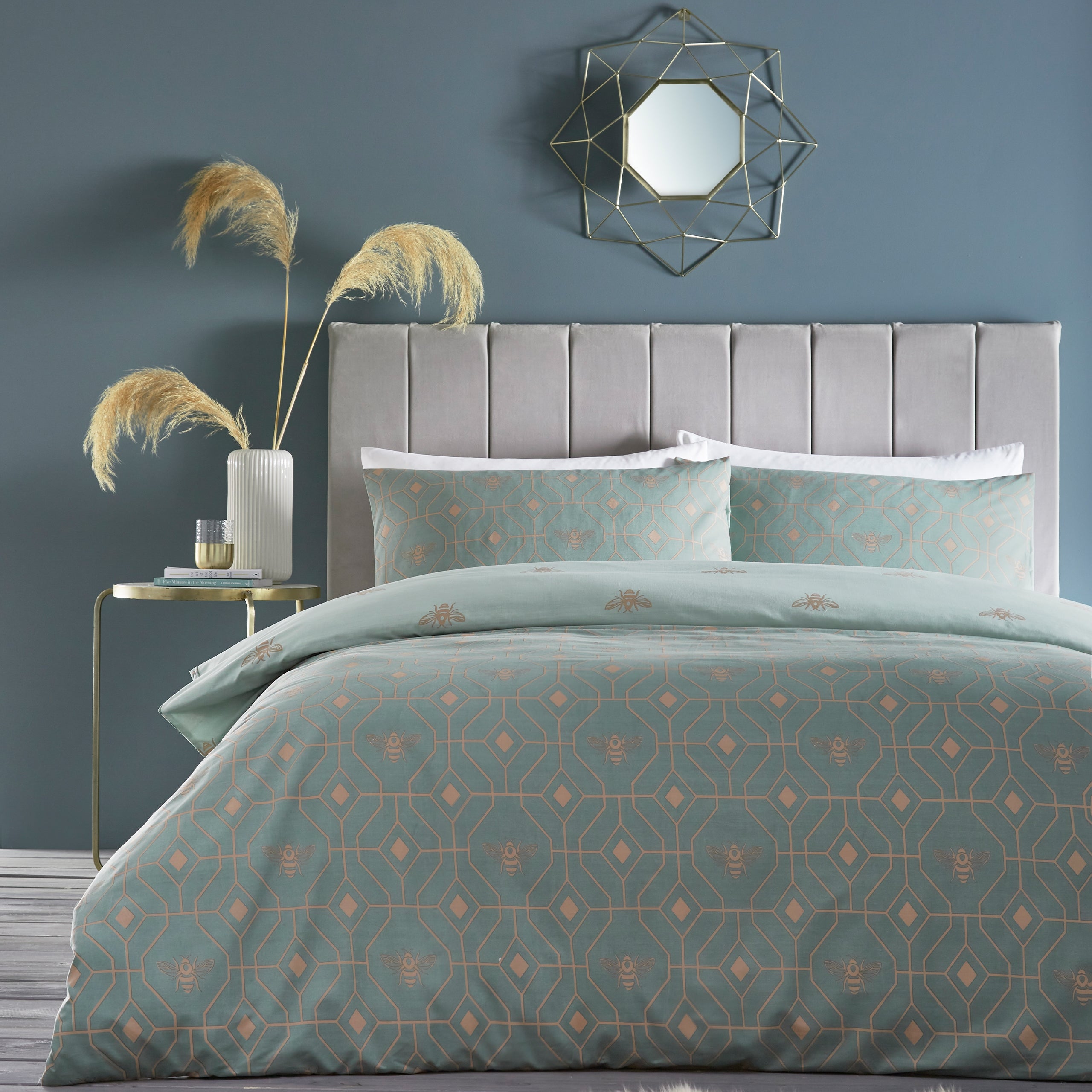 Furn Bee Deco Eau De Nil Duvet Cover And Pillowcase Set Blue