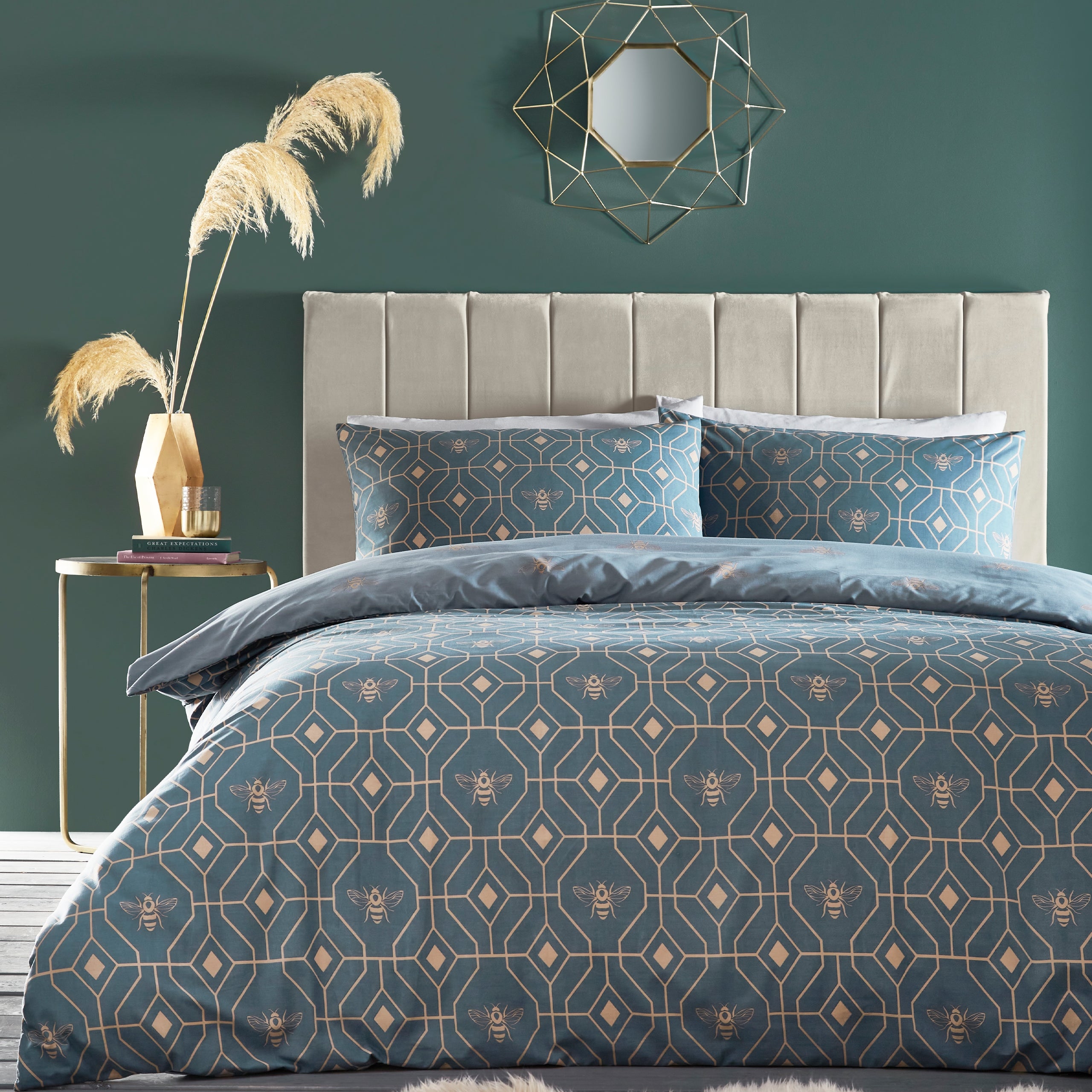 Furn Bee Deco French Blue Duvet Cover And Pillowcase Set Blue