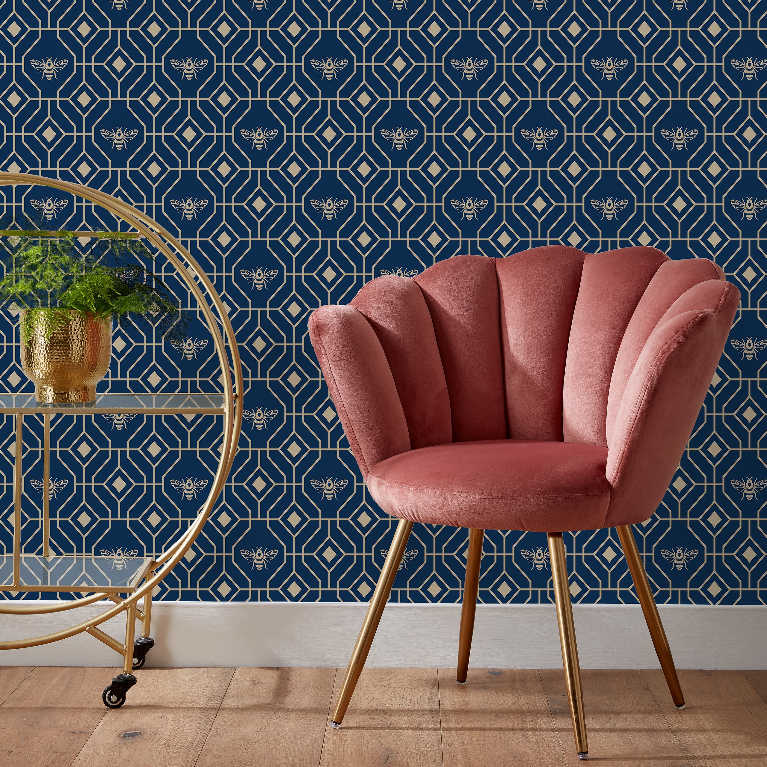 Furn Bee Deco Wallpaper Bluegold