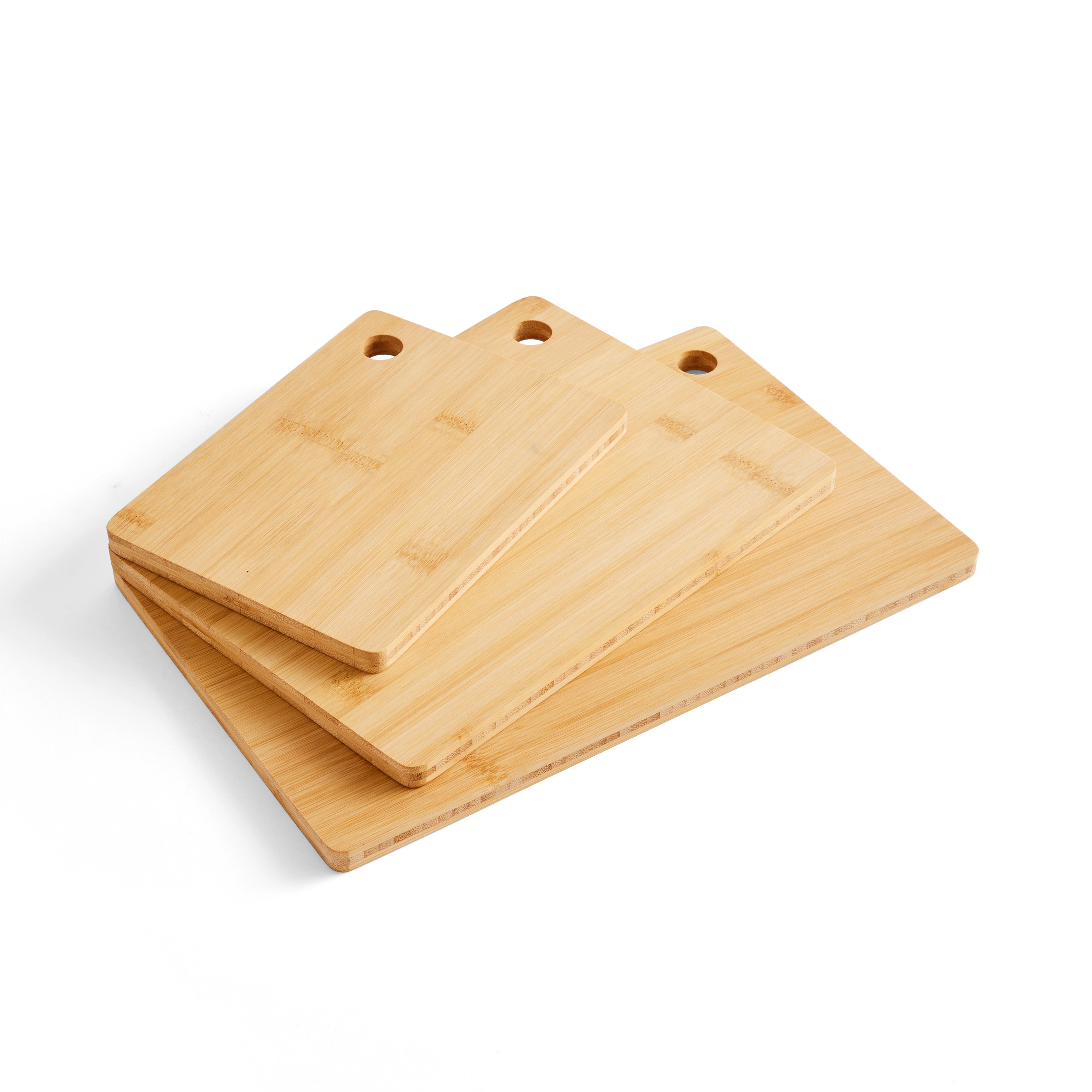 Set Of 3 Bamboo Chopping Boards Brown