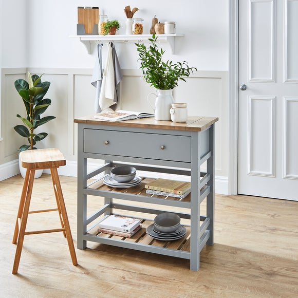 Olney Compact Kitchen Island with Loxwood Bar Stool Dunelm