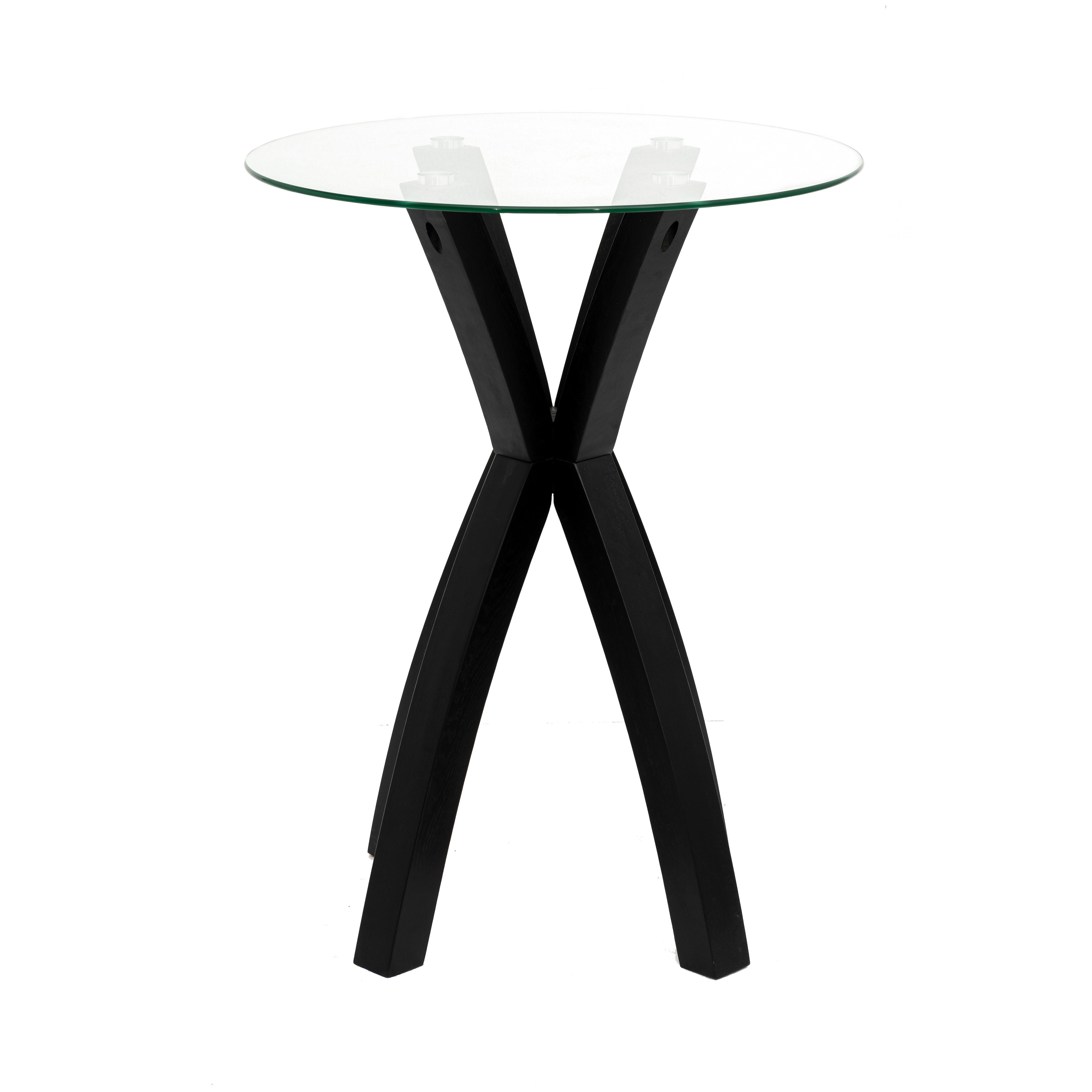 Xavi 2 Seater Round Bar Table Glass Top Black