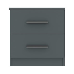 Norland 2 Drawer Bedside Table, Graphite Grey