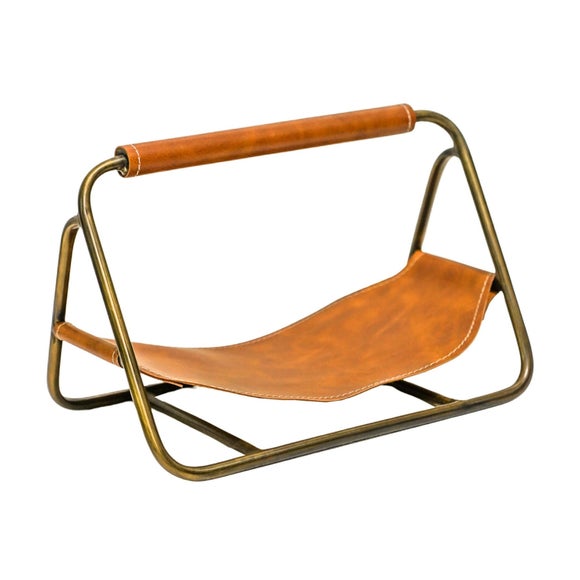 Photo of Contemporary Hanging Leather Kindling Holder