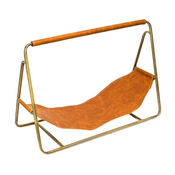 Contemporary Hanging Leather Log Holder Dunelm