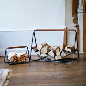 Contemporary Hanging Leather Log Holder
