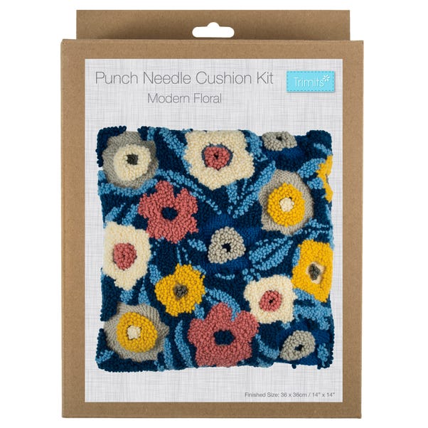 Punch Needle Kit Cushion Modern Floral image 1 of 5