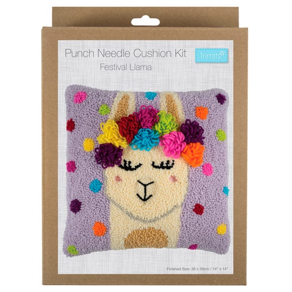 Punch Needle Kit Cushion Festival Llama image 1 of 5