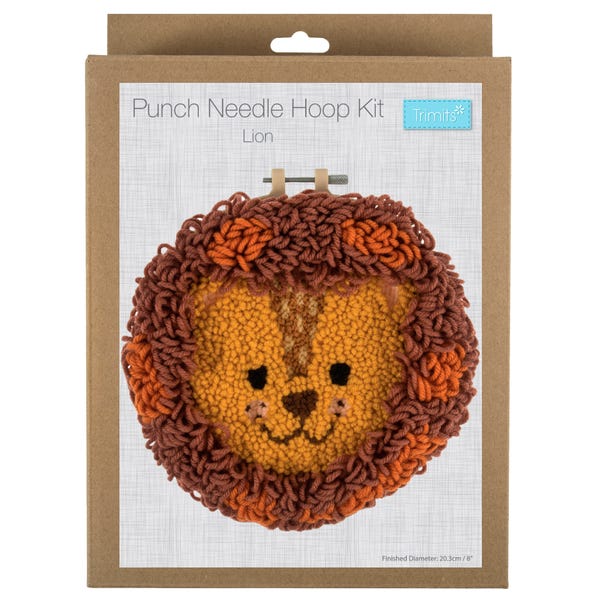 Punch Needle Kit Yarn and Hoop Lion image 1 of 3