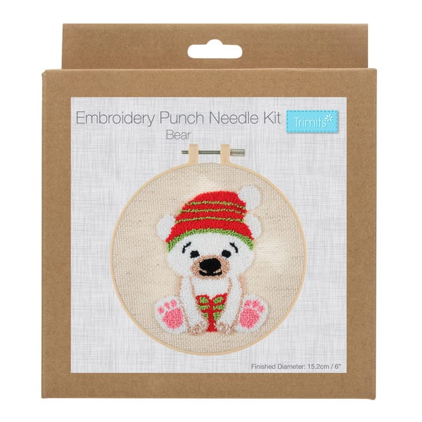 Punch Needle Kit Floss and Hoop Bear image 1 of 3