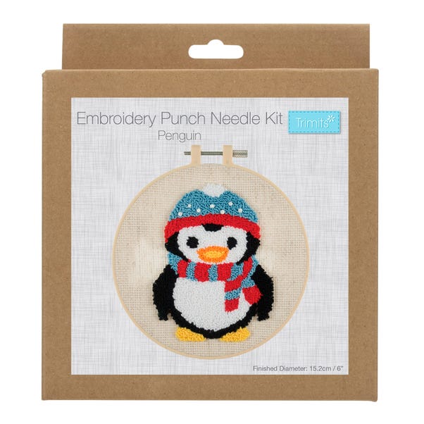 Punch Needle Kit Floss and Hoop Penguin image 1 of 3