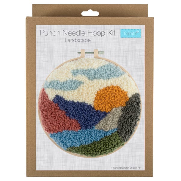 Punch Needle Kit Yarn and Hoop Landscape image 1 of 3