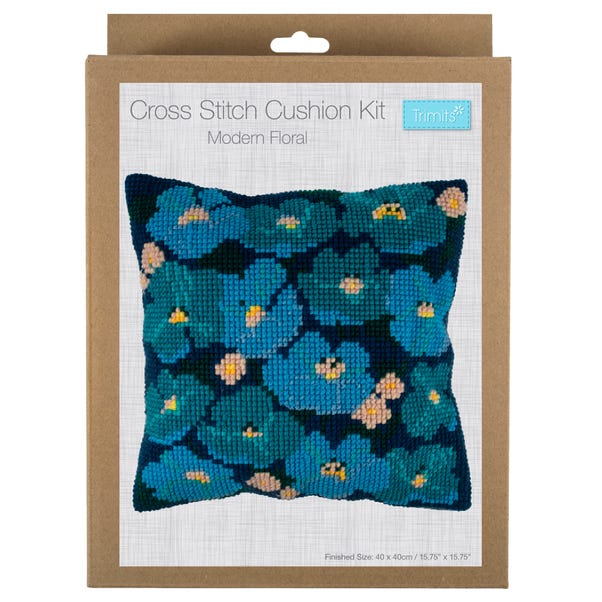 Cross Stitch Kit Cushion Modern Floral image 1 of 7