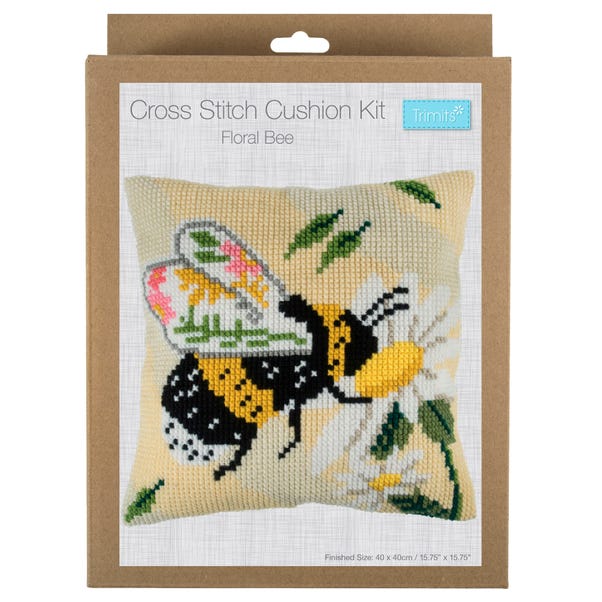 Cross Stitch Kit Cushion Floral Bee image 1 of 7