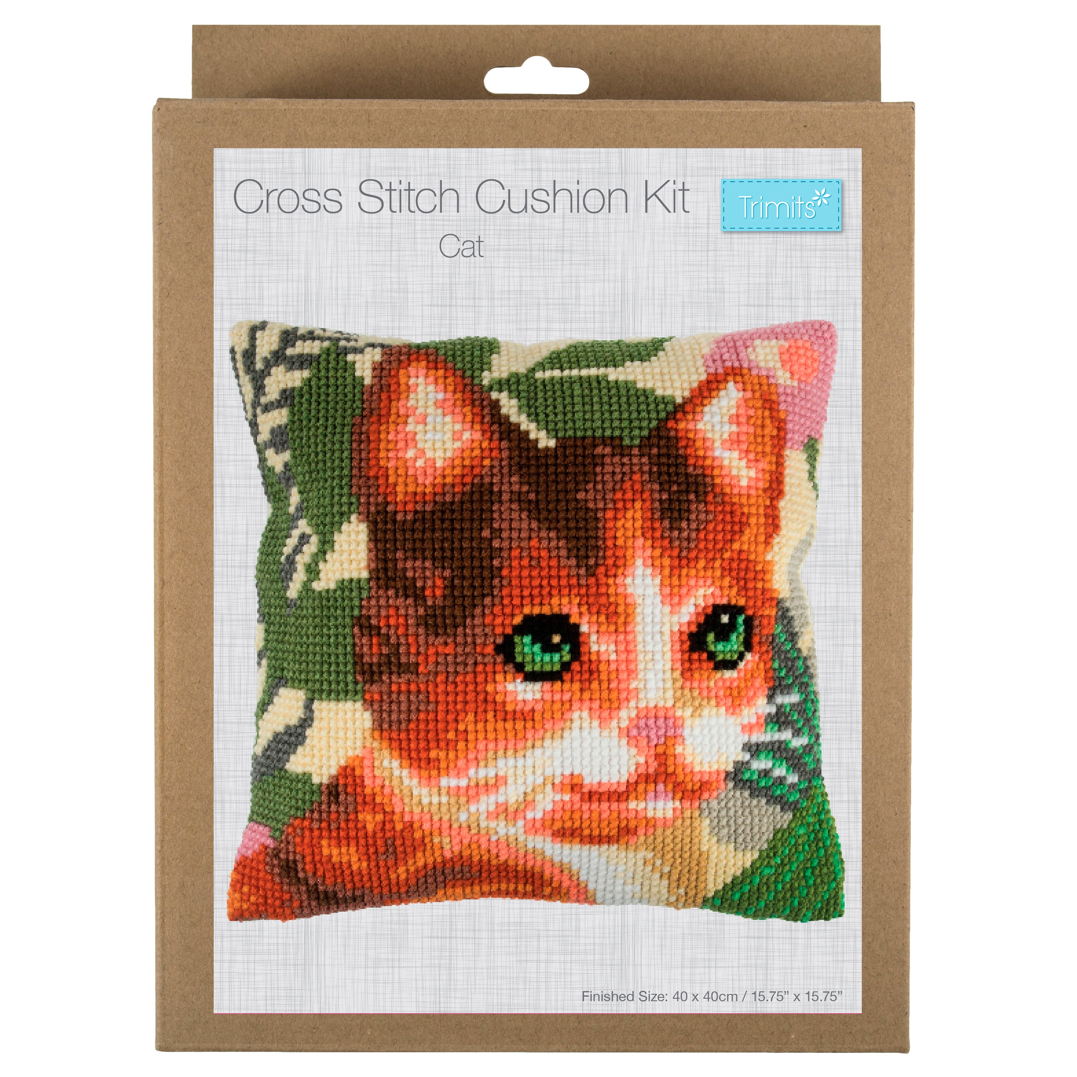 Cross Stitch Kit Cushion Cat