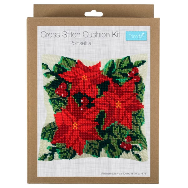 Cross Stitch Kit Cushion Poinsettia image 1 of 5