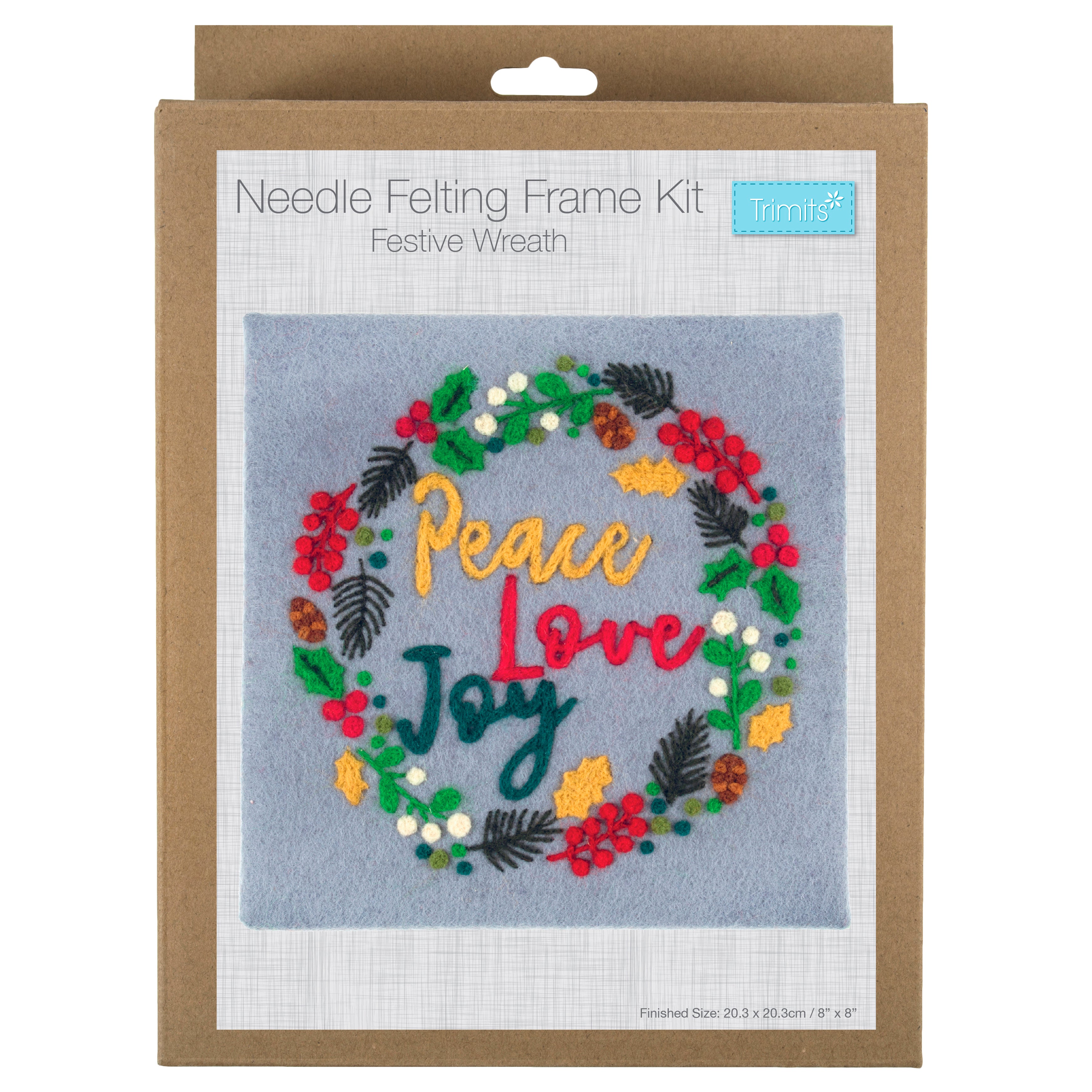 Needle Felting Kit Frame Festve Wreath