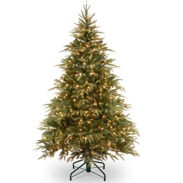 7ft Feel Real Weeping Spruce Hinged Christmas Tree with 550 Warm White LED Lights & Caps Green