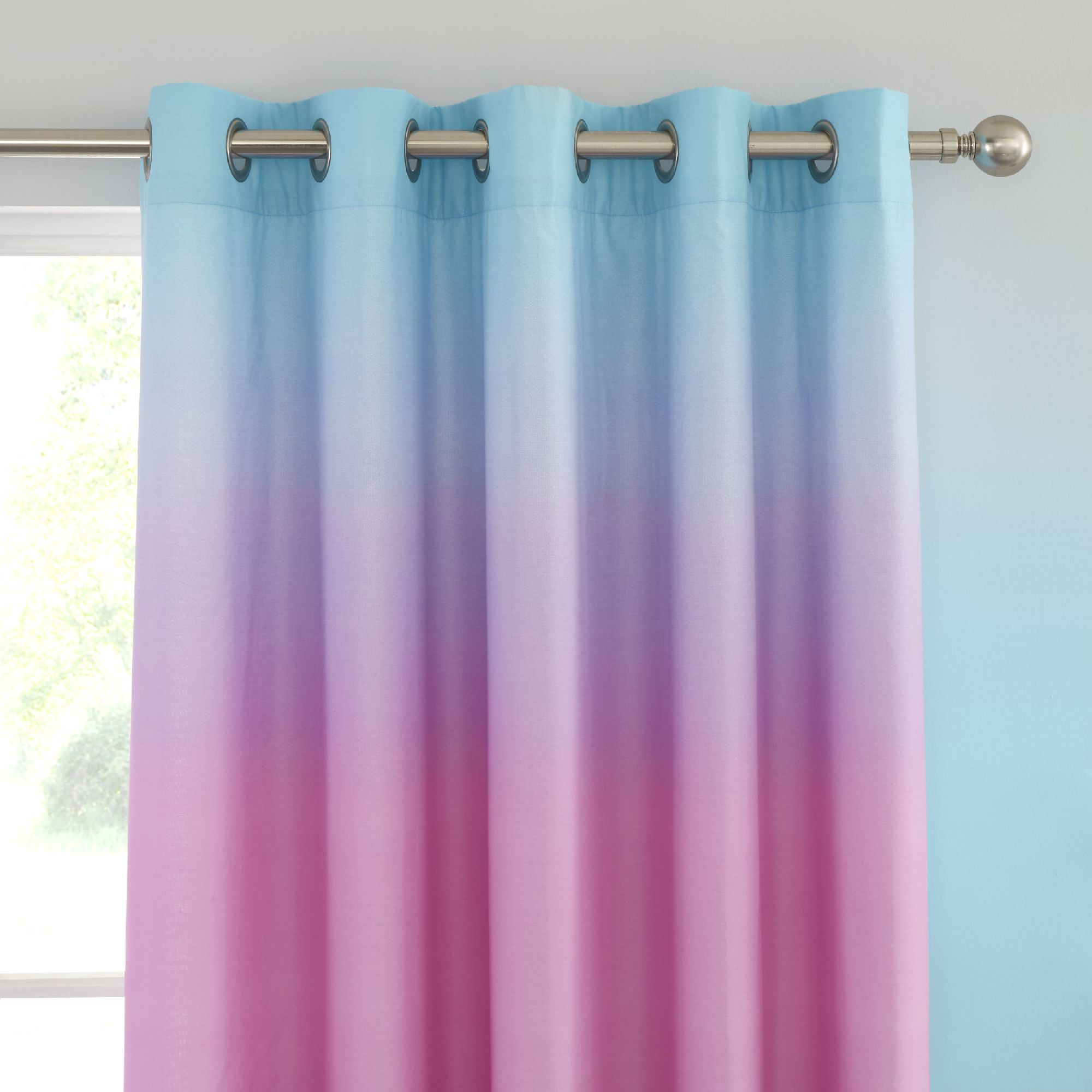 Photos - Curtains & Drapes Catherine Lansfield Ombre Rainbow Clouds Eyelet Curtains Pink/Blue 