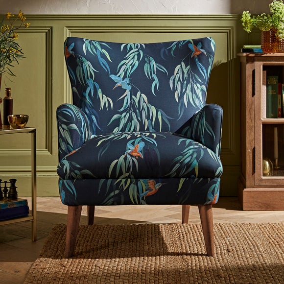 Navy blue print online accent chairs