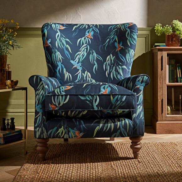 Blue floral online chair