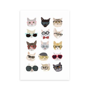 East End Prints Cats In Glasses Print